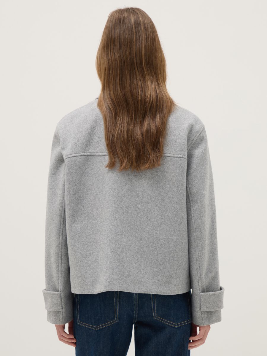 Grey regular fit short coat with buttons_2