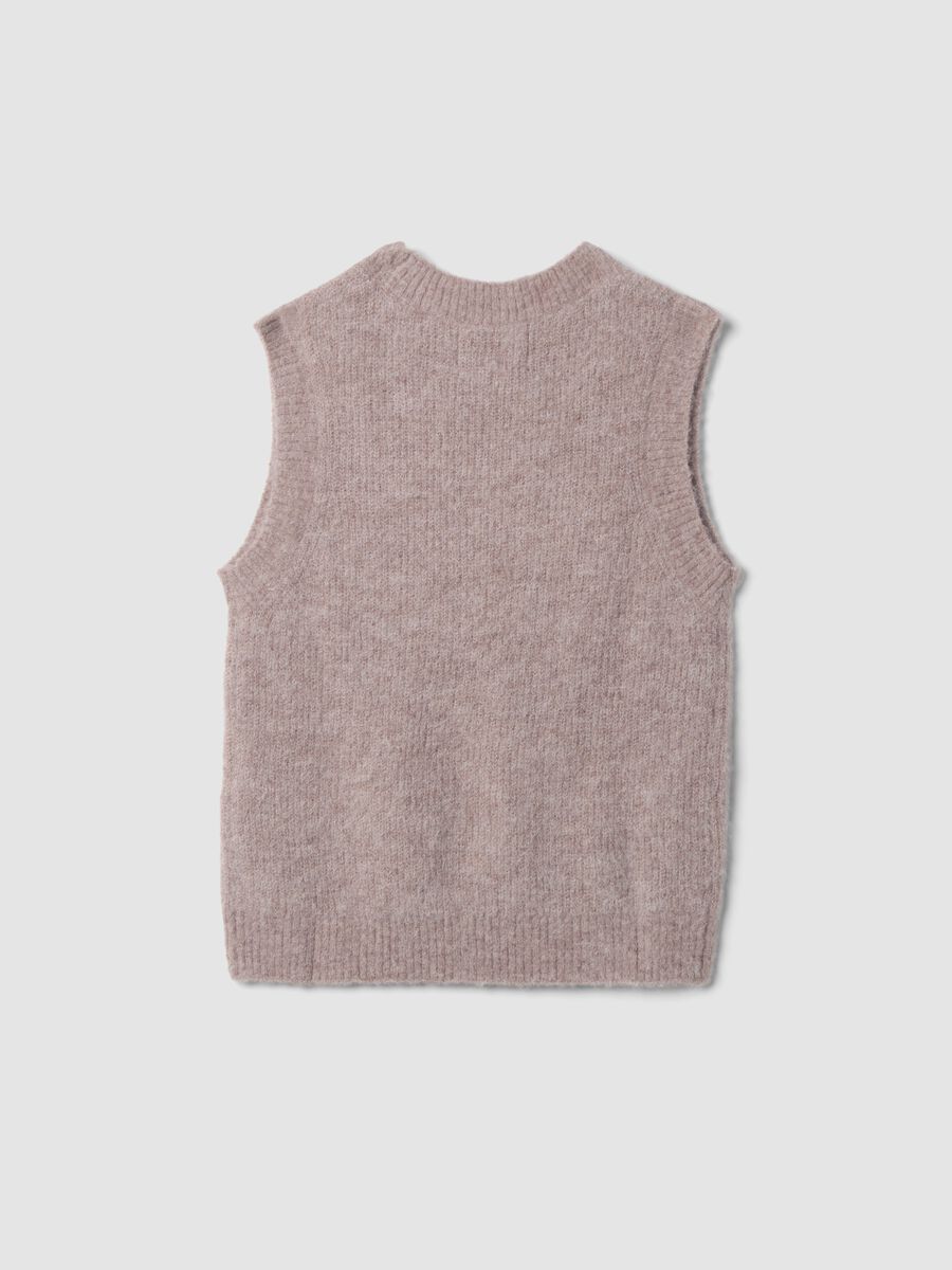 Pink alpaca and stretch wool crew-neck gilet_2