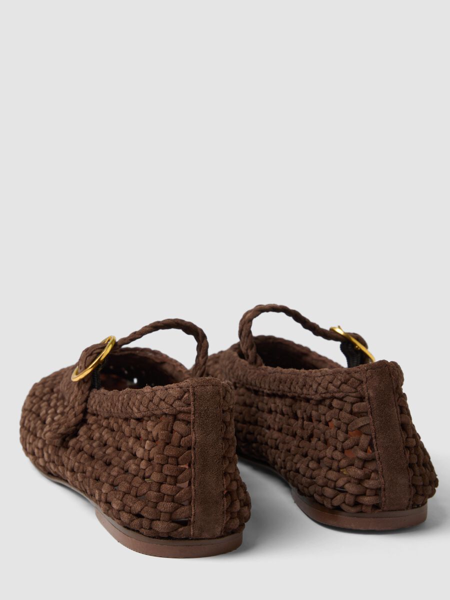 Brown woven leather ballet flats_2