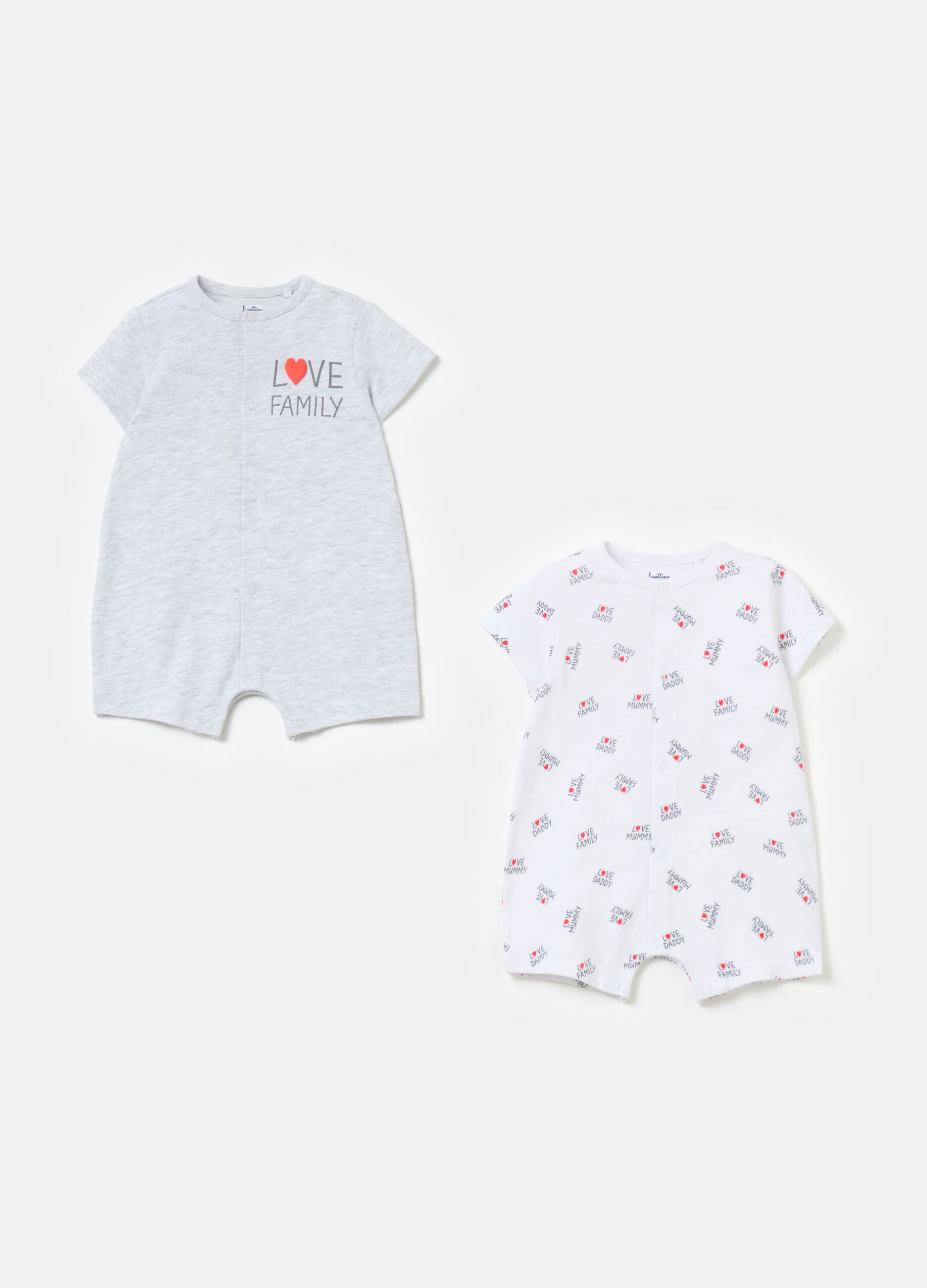 Two-pack romper suits in organic cotton