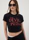 Schwarzes T-Shirt aus reiner Baumwolle in Regular Fit mit Druck_0