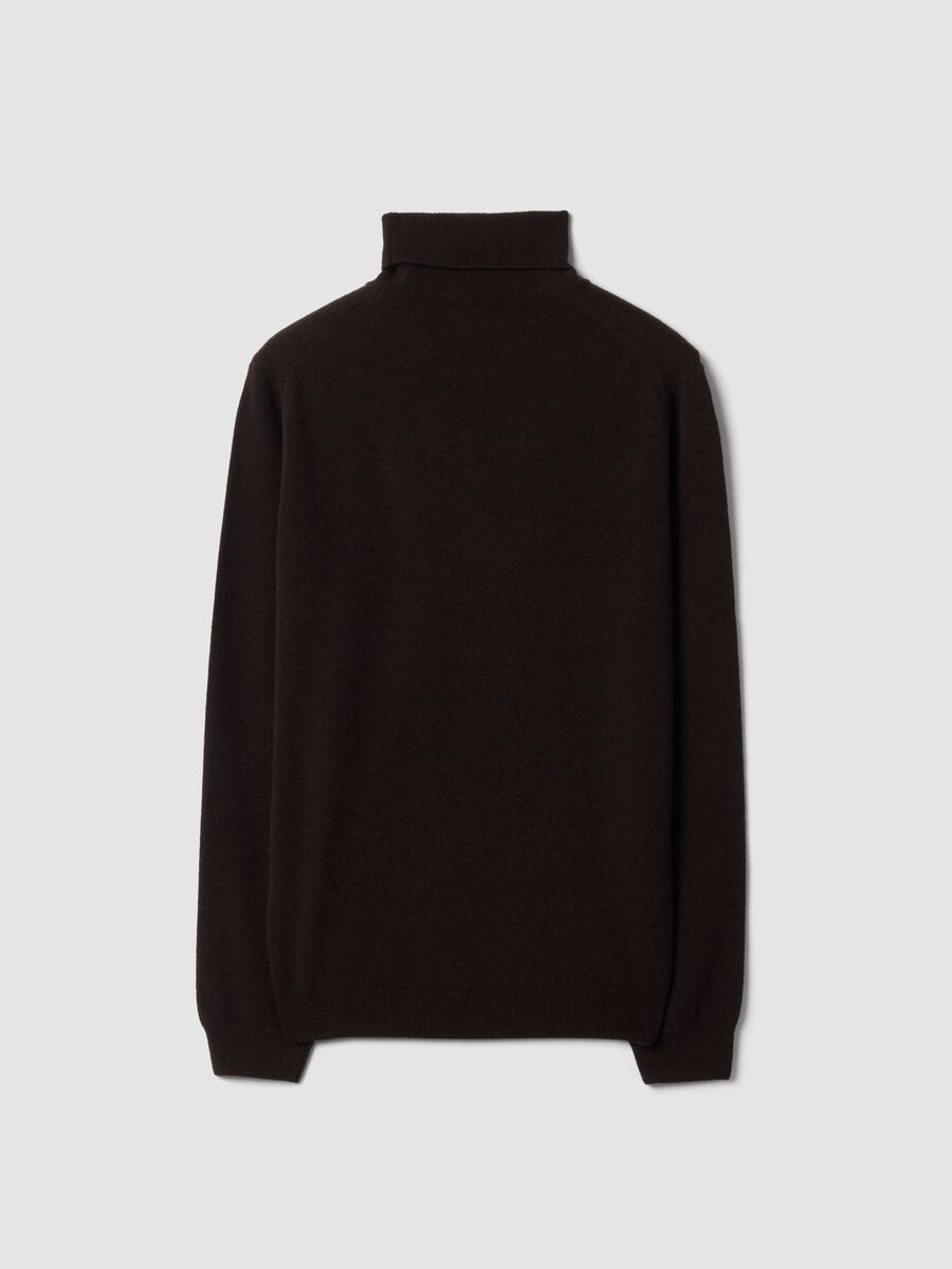 Brown pure lambswool roll-neck jumper_6