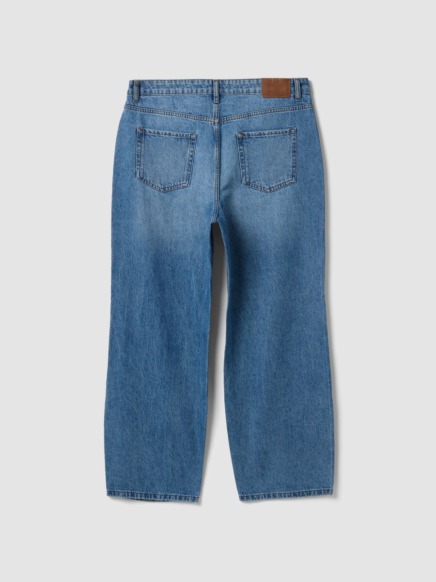 Blue wide-leg pure cotton jeans_1