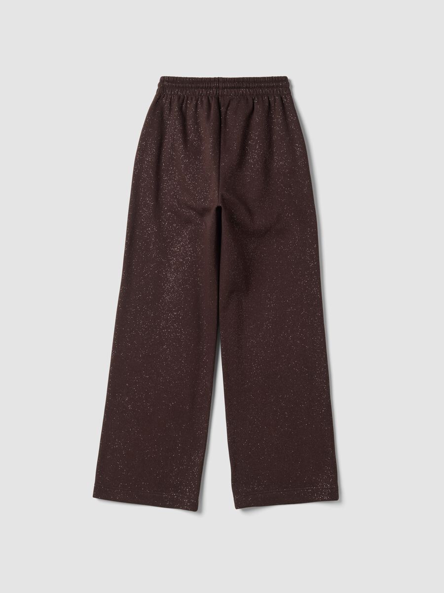 Smeđe wide leg hlače od mje&scaron;avine pamuka s lureksom_2
