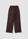 Brown wide-leg cotton-blend trousers with lurex_2
