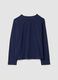 Blue V-neck pyjama top in stretchy cotton, lyocell and wool_6