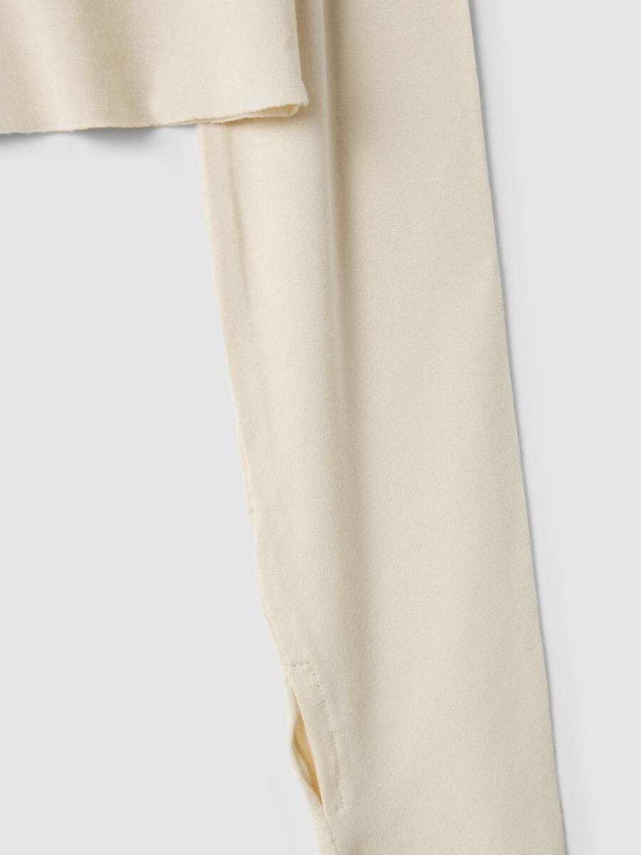 White stretch viscose top with mock neck, slim fit_1