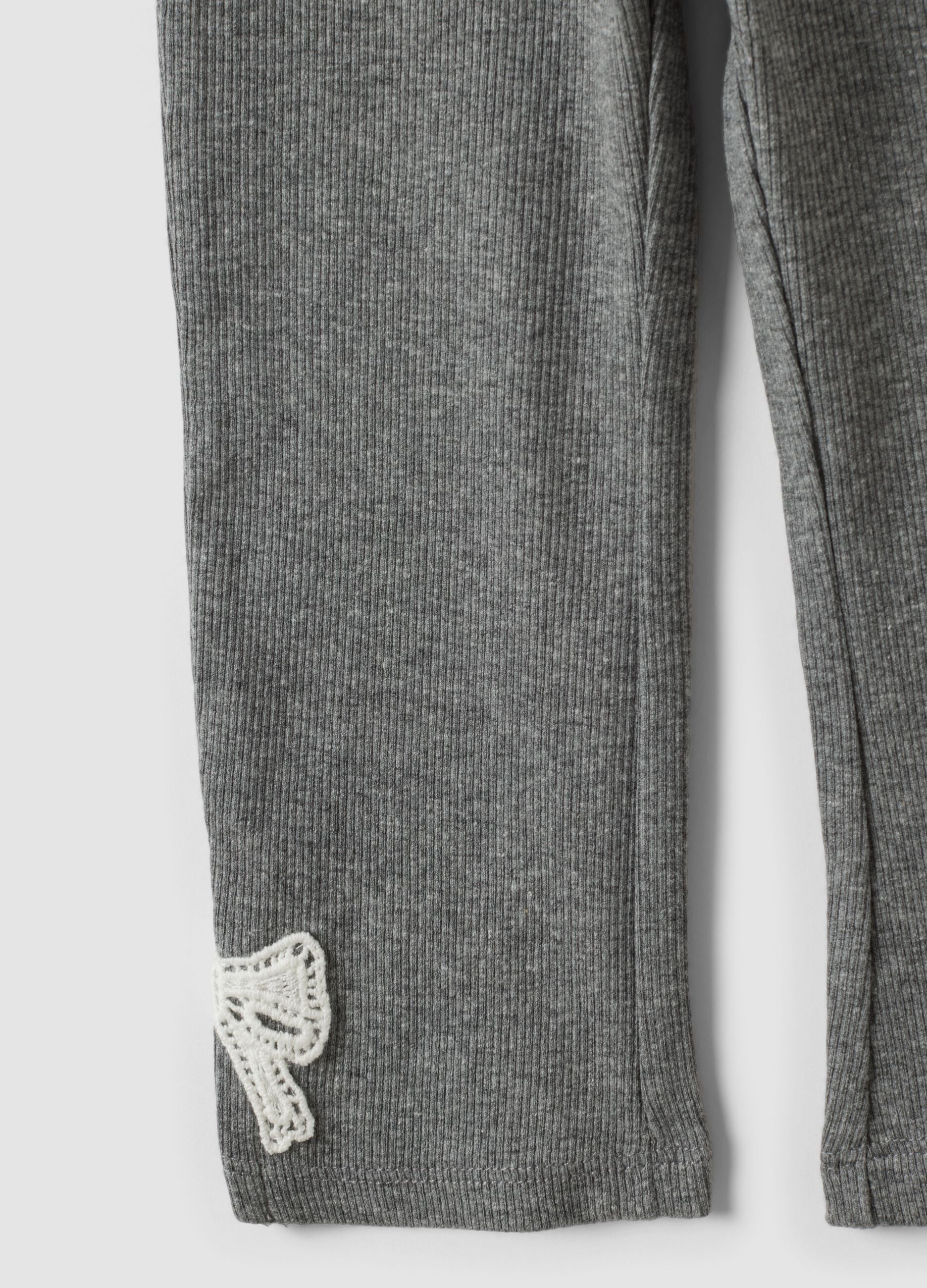 Grey and white stretch cotton and viscose set for baby girl