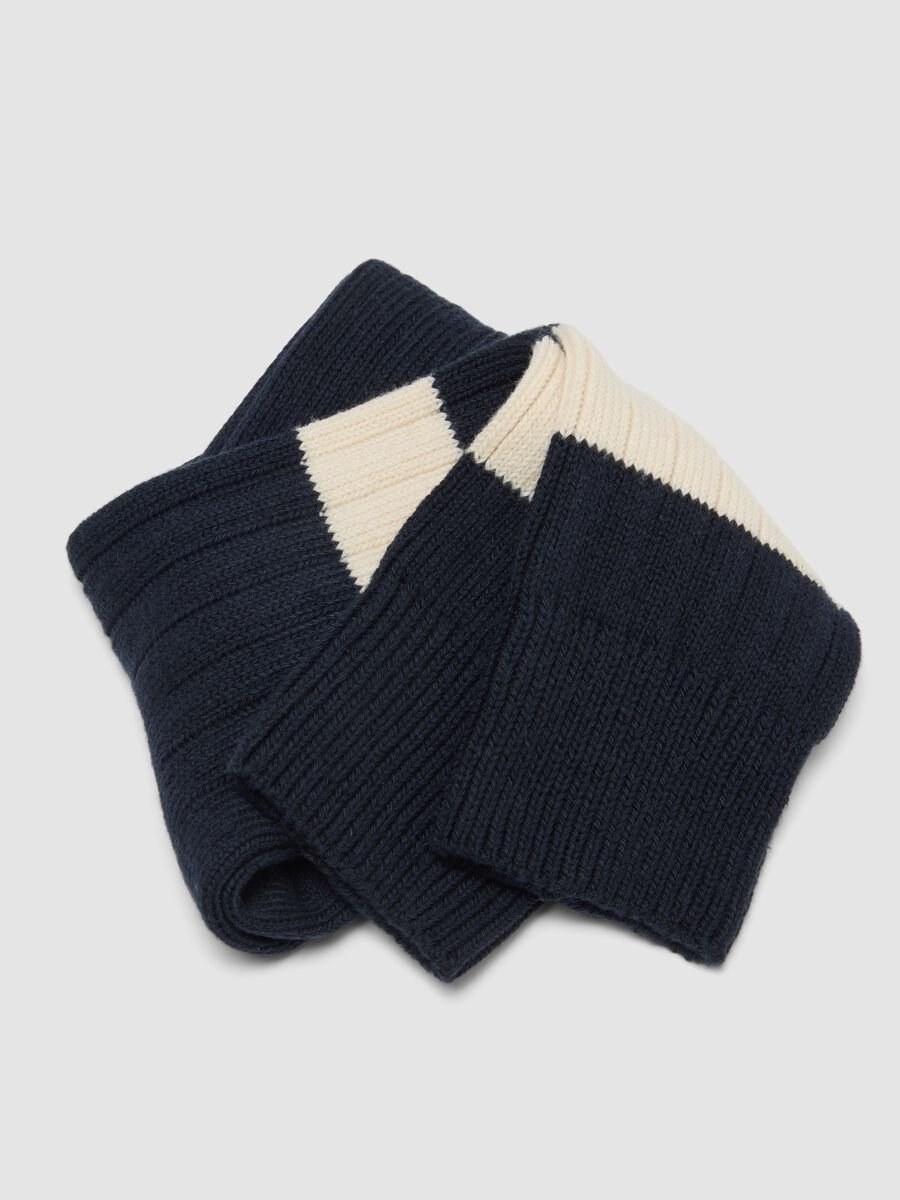 Blue stretch cotton blend tennis socks with stripes_2