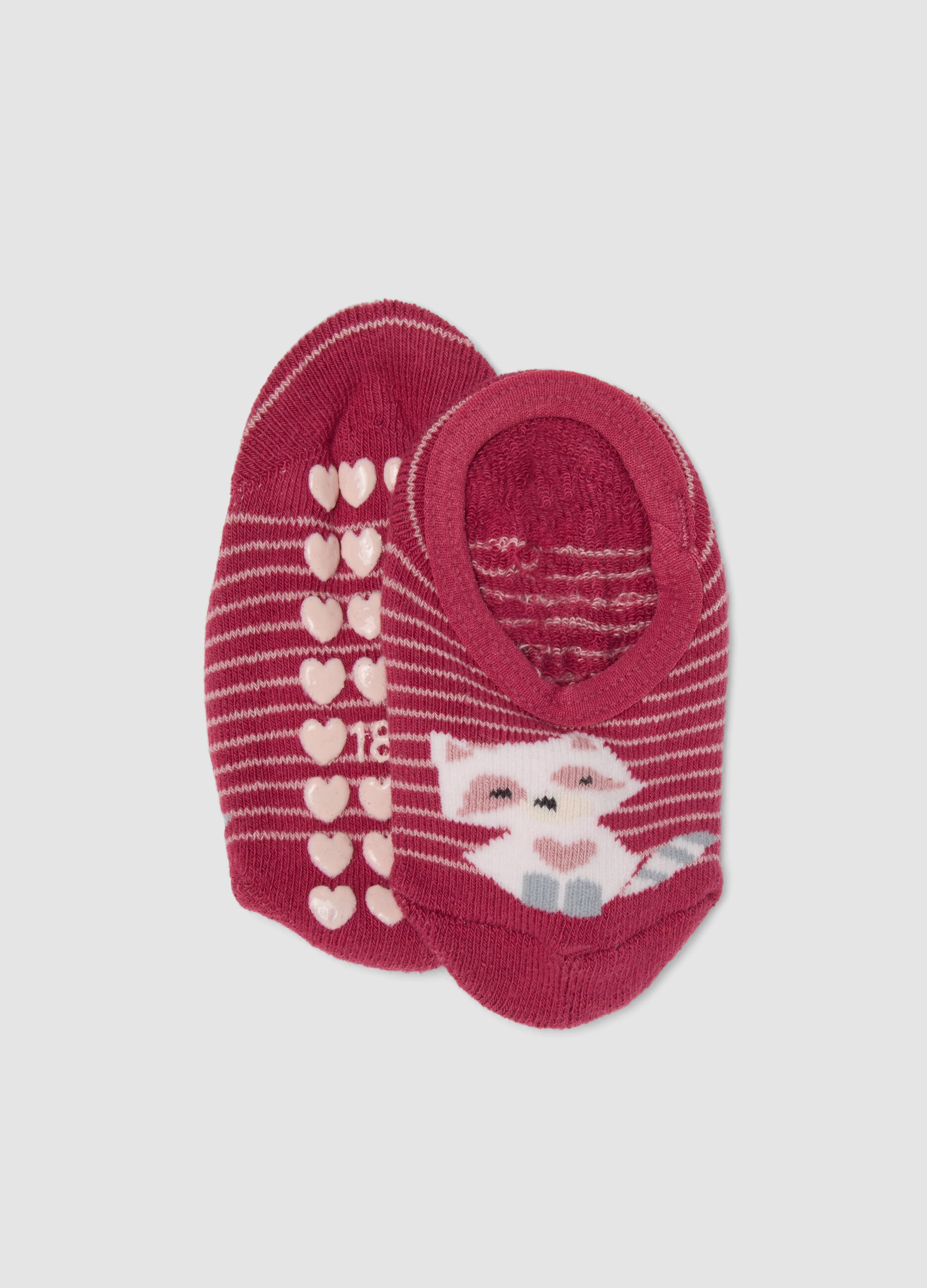 Rote rutschfeste Socken aus elastischer Bio-Baumwolle mit K&auml;tzchen