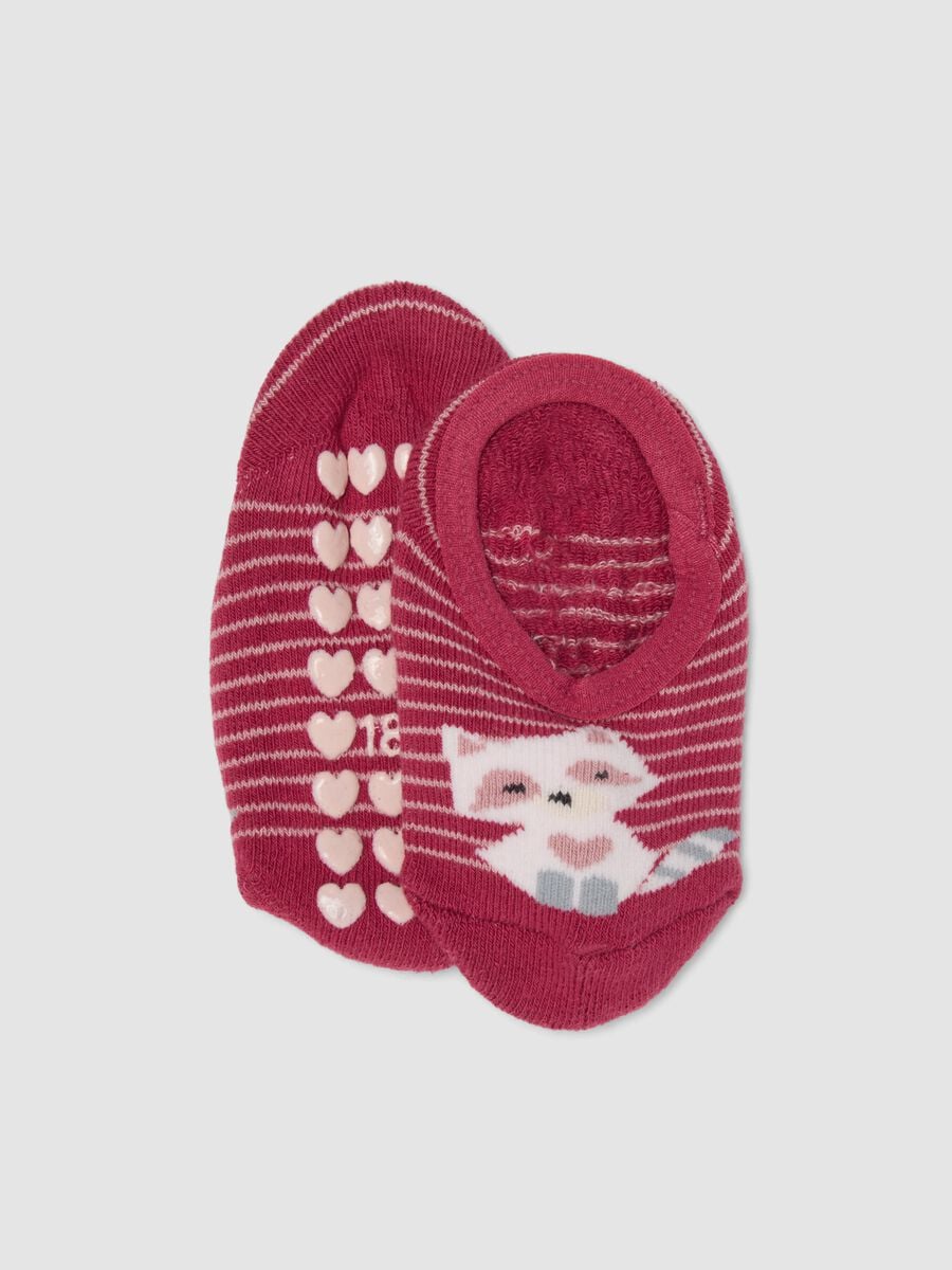 Rote rutschfeste Socken aus elastischer Bio-Baumwolle mit K&auml;tzchen_0