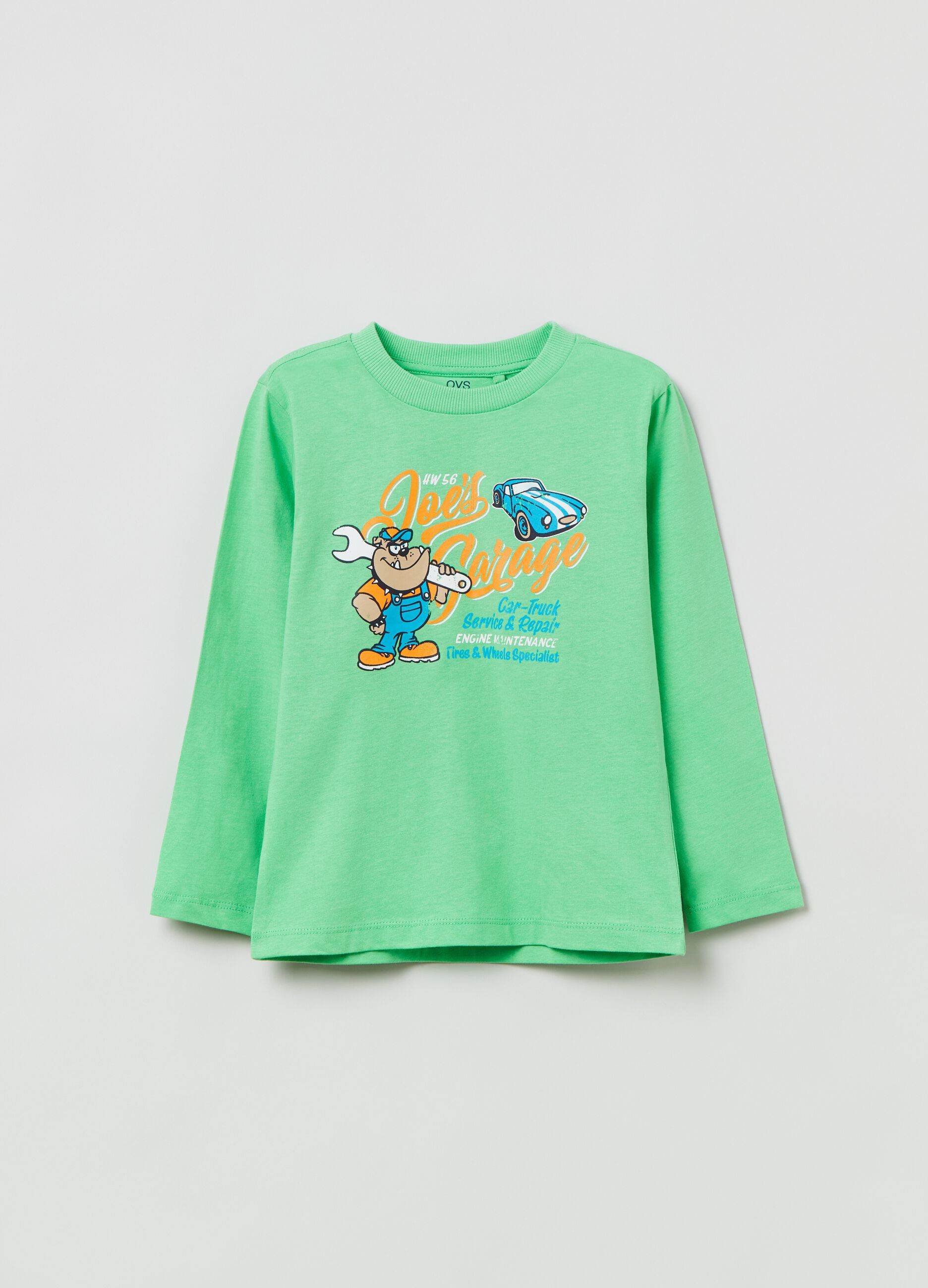 T-shirt with long sleeves and car print