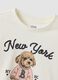 White pure organic cotton T-shirt with puppy print for girls_3