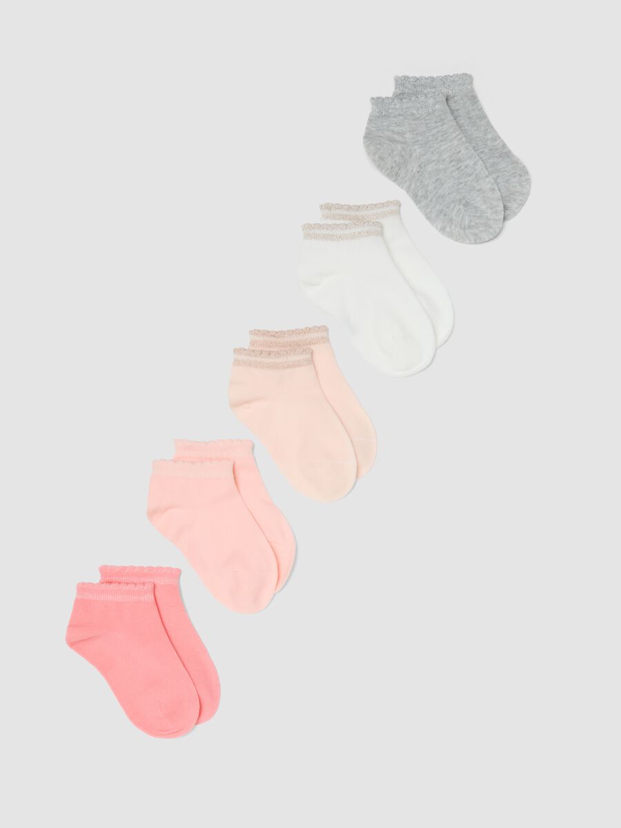 Girls&rsquo; multicolour stretch cotton-blend multipack socks_0