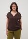 Brown pure cotton V-neck regular fit T-shirt_2