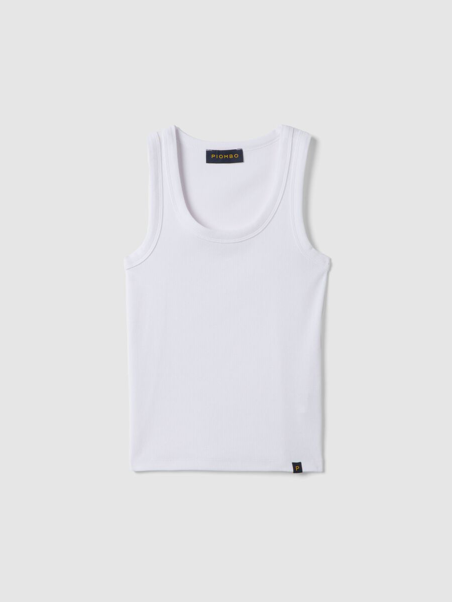 White stretch cotton tank top regular fit_4