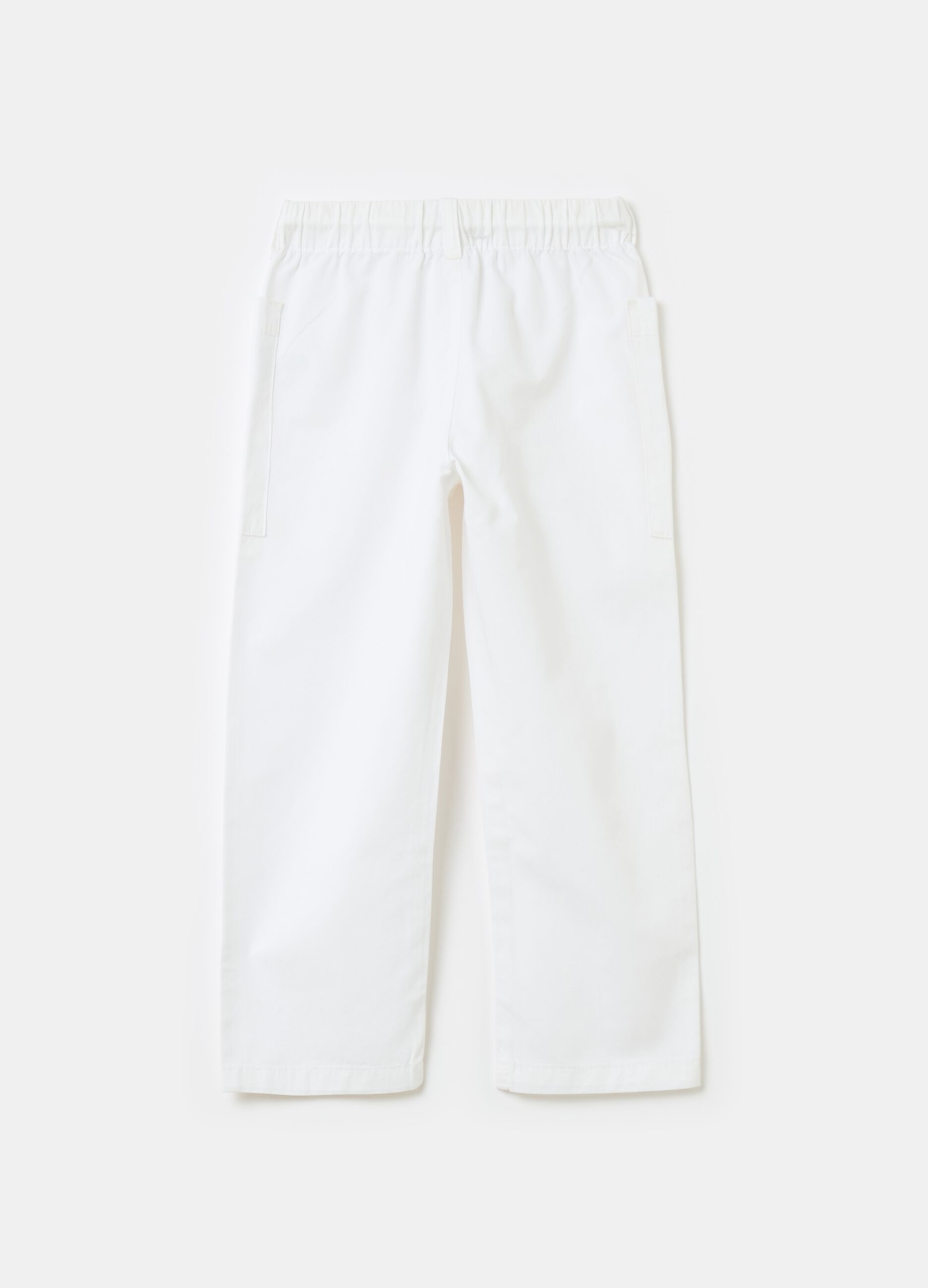 Linen and cotton trousers with drawstring