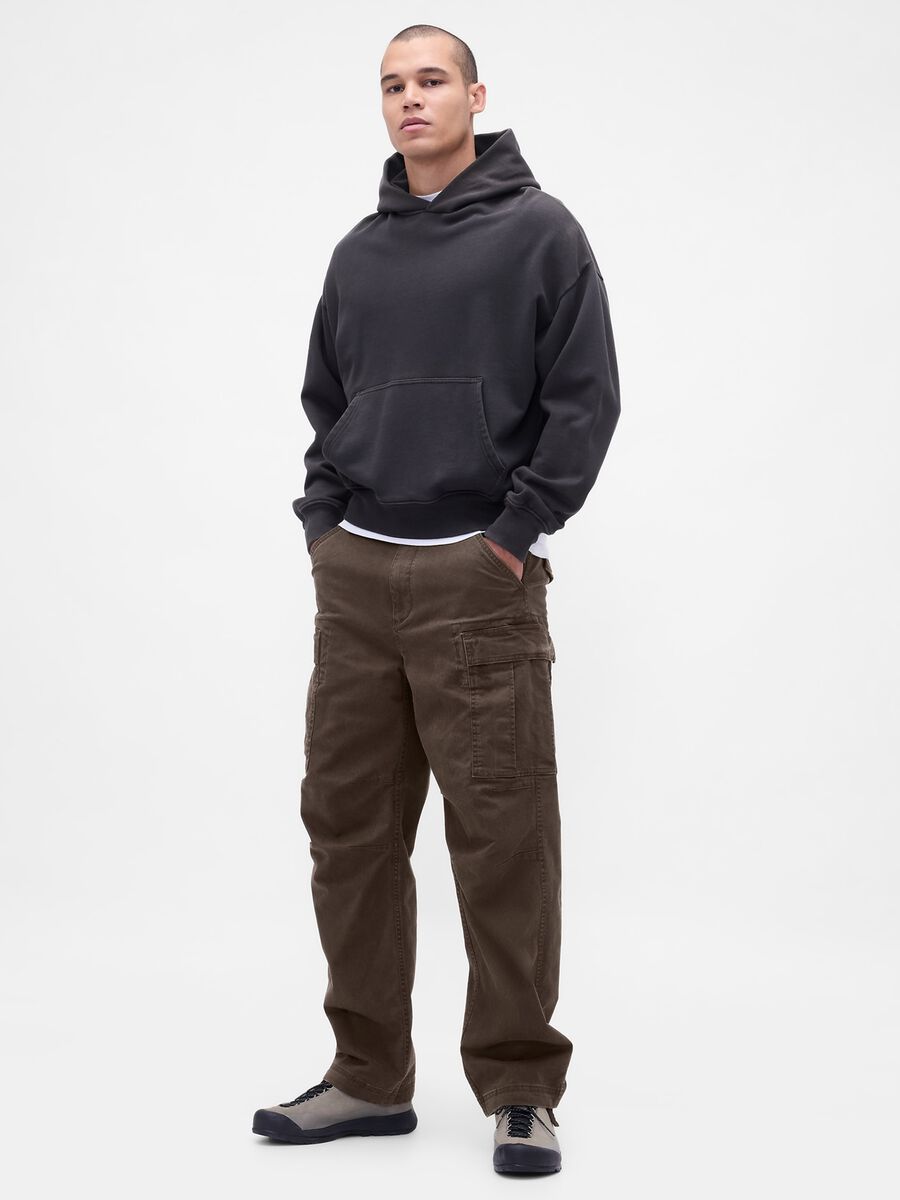 Pantalones cargo marrones de algod&oacute;n el&aacute;stico_0