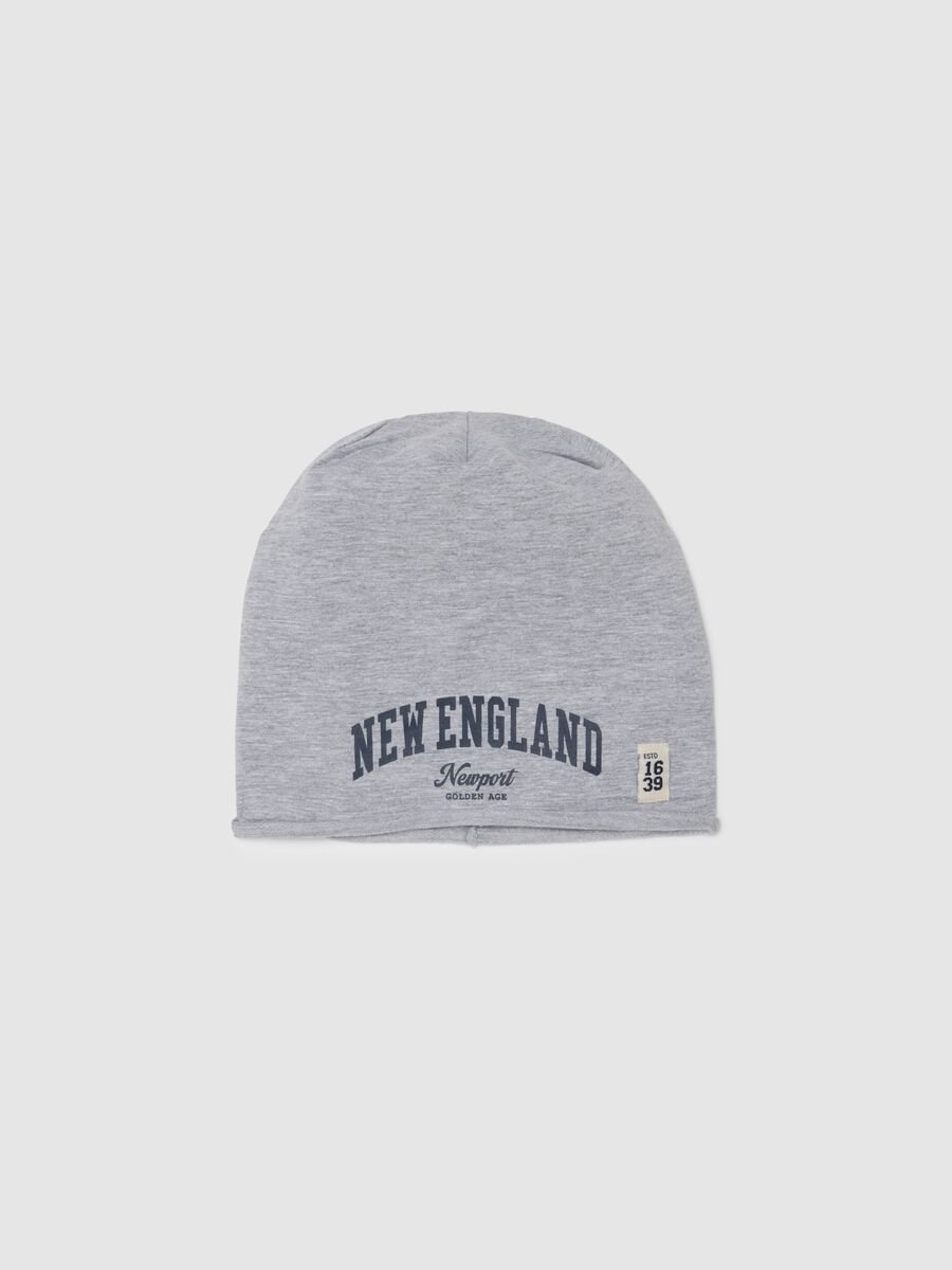 Grey cotton blend children's regular fit hat with lettering_0