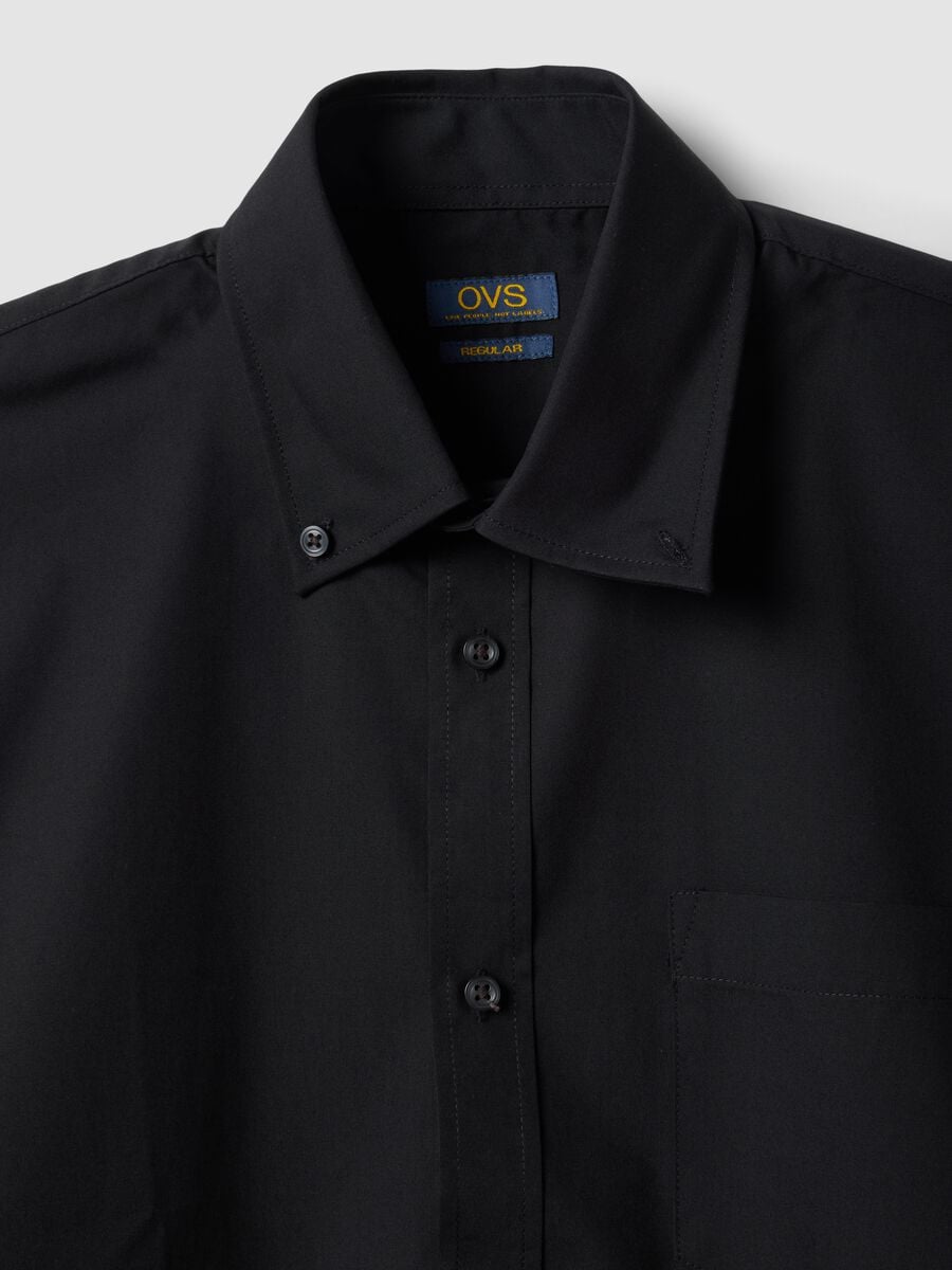 Camicia nera slim fit con colletto classico easy iron_6