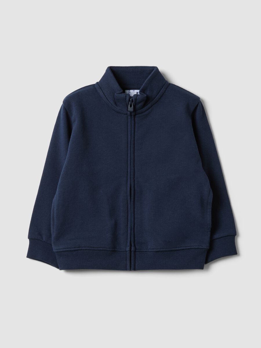 Blue organic cotton crew-neck sweatshirt for baby boy_0