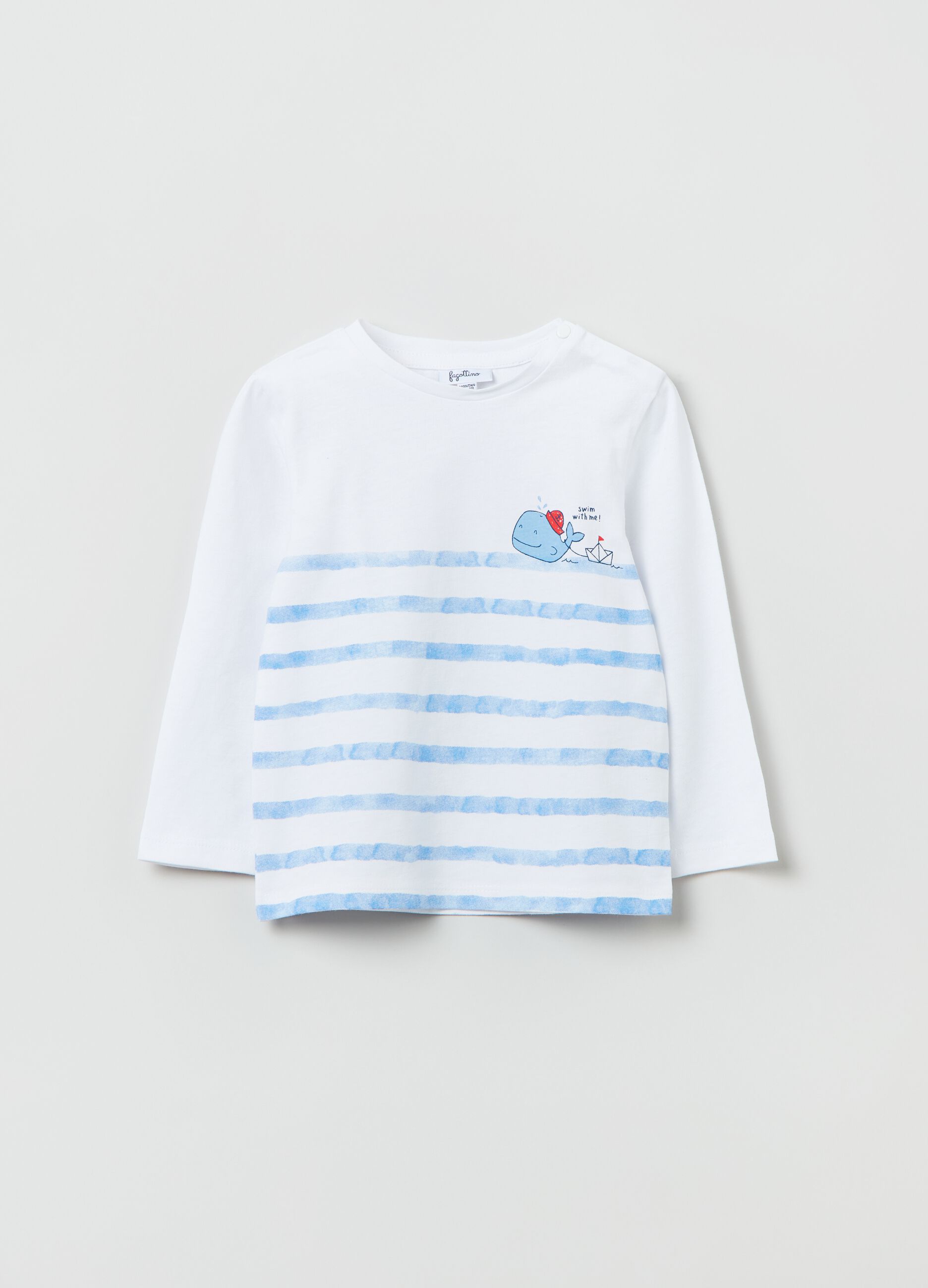 T-shirt a maniche lunghe con stampa balena