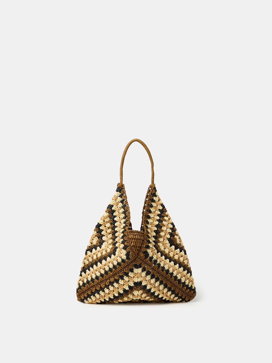 Raffia bag with geometric design_0