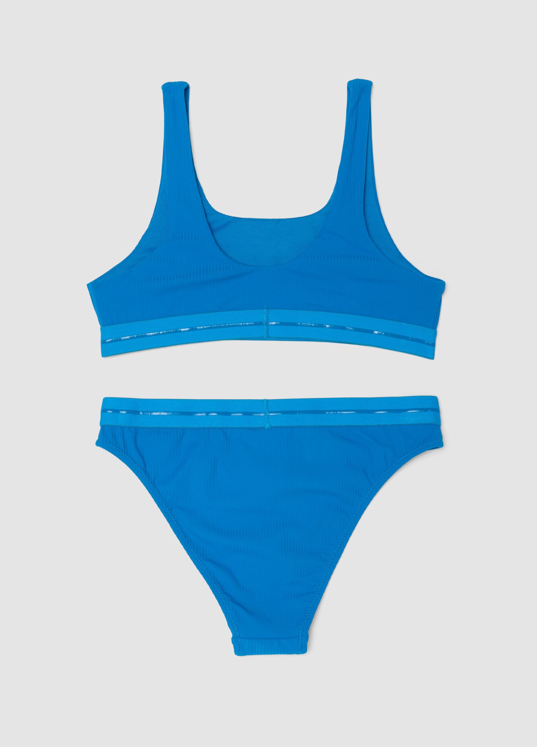 Bikini blu in tessuto elasticizzato