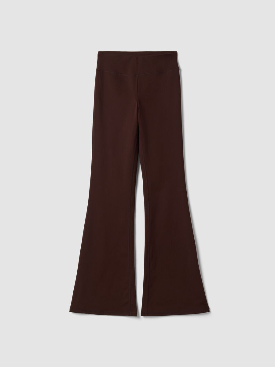 Brown flared leggings in stretch fabric_5