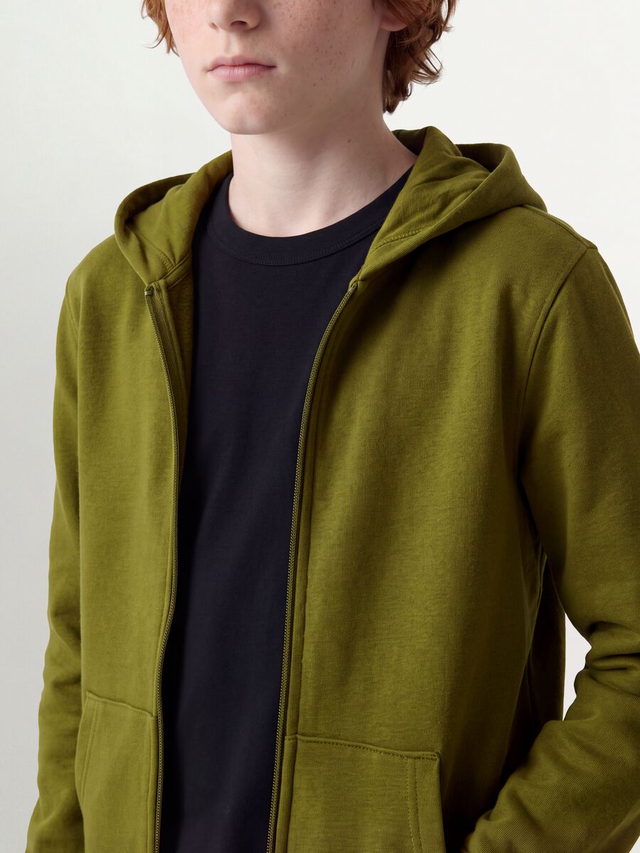 Green organic cotton hooded sweatshirt, regular fit, for boys_2