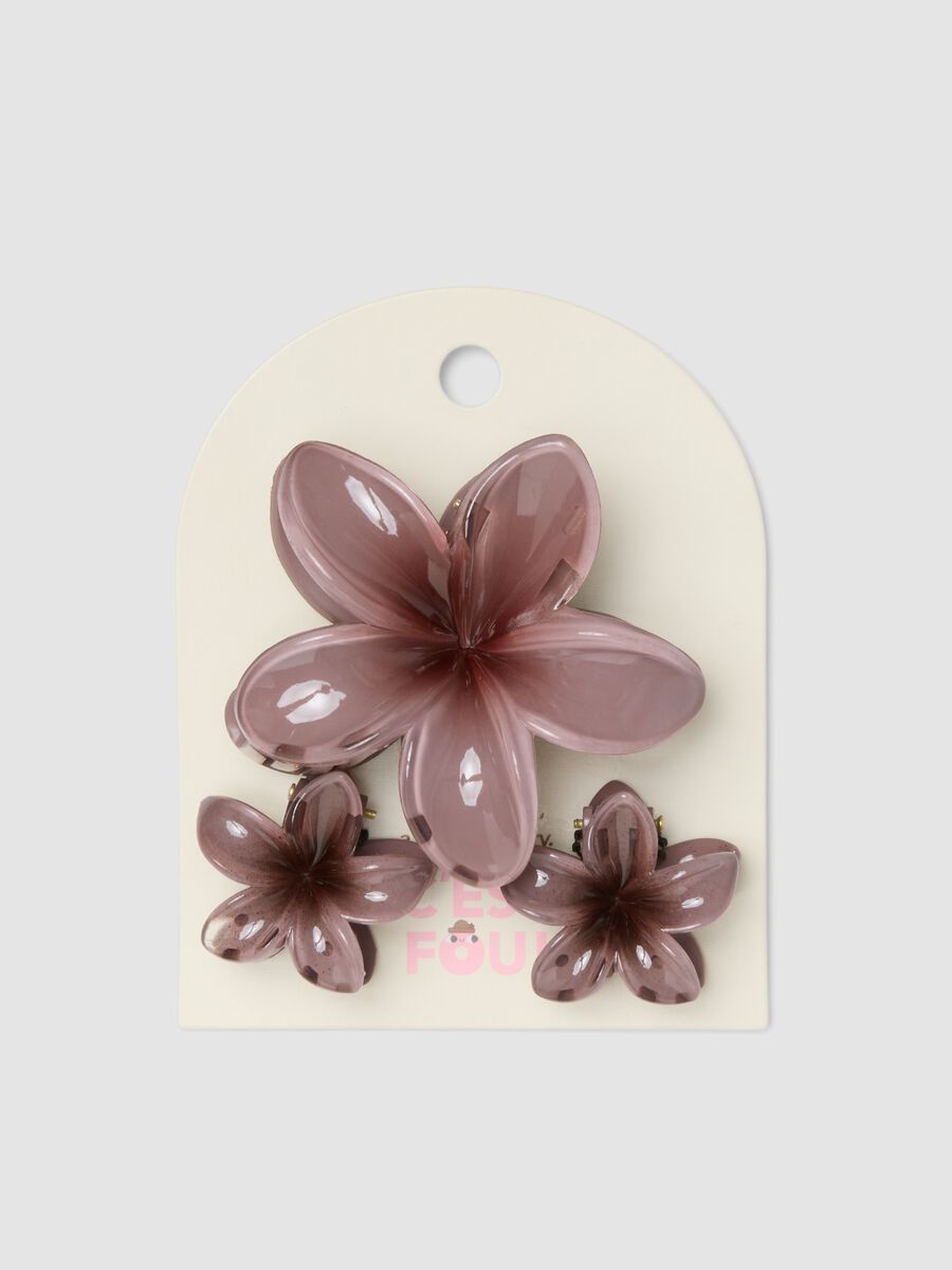 Set de barrettes roses fleur_0