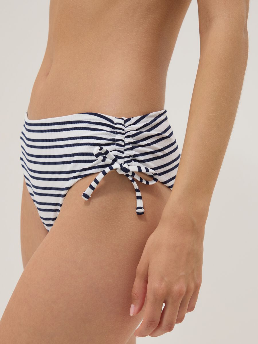 Blue and white striped stretch bikini bottoms_3
