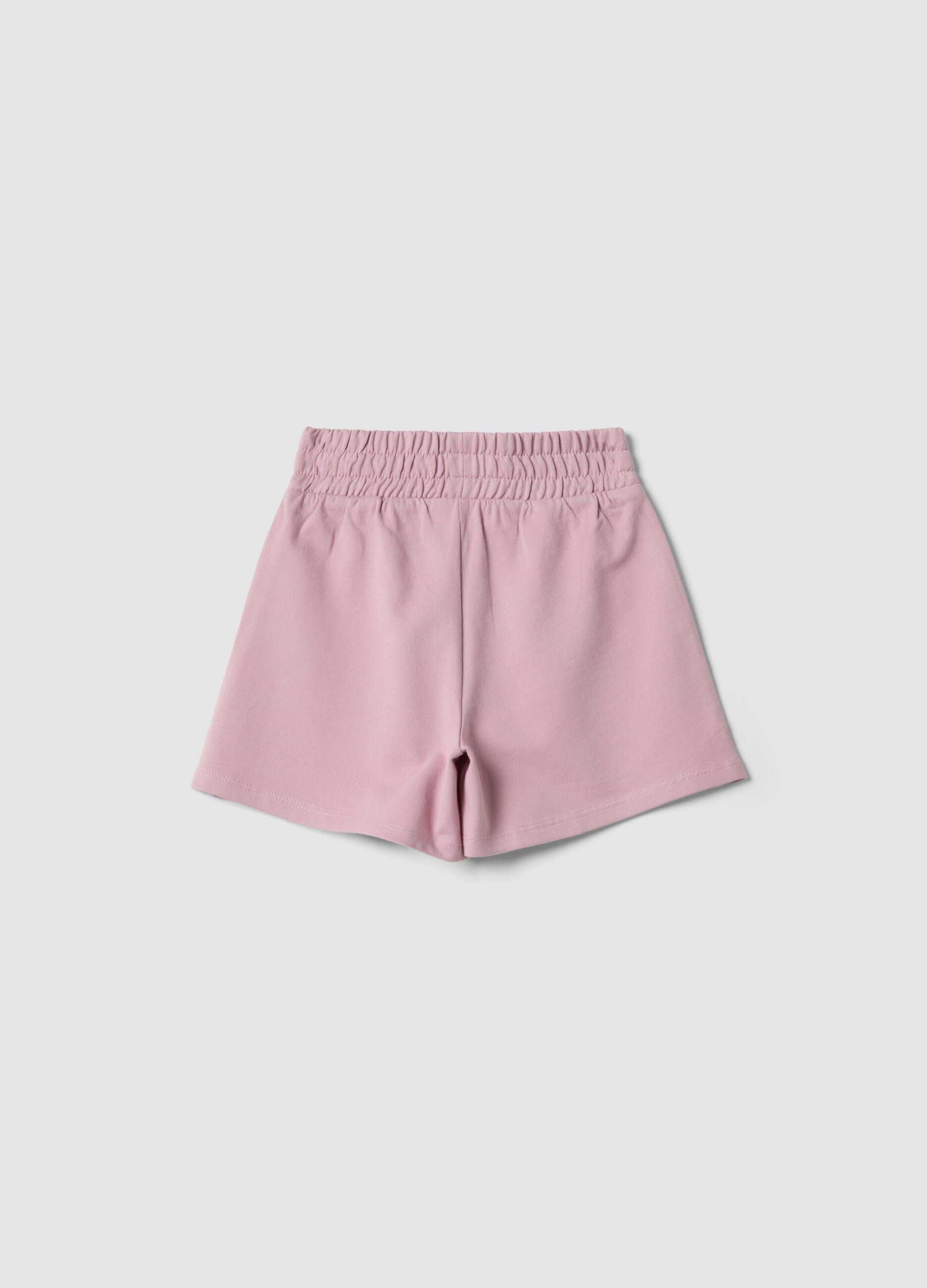 Rosa Shorts aus reiner Baumwolle f&uuml;r M&auml;dchen mit elastischem Bund