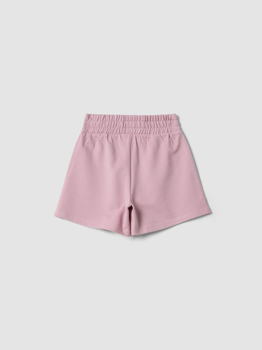 Short rose en pur coton pour fille avec taille &eacute;lastiqu&eacute;e_1