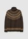 Regular fit brown turtleneck jumper with jacquard pattern_5