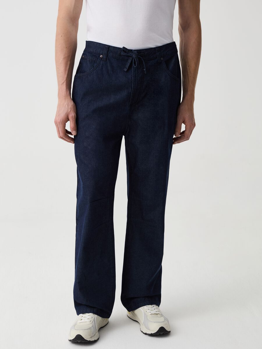 Parachute jeans with drawstring_1
