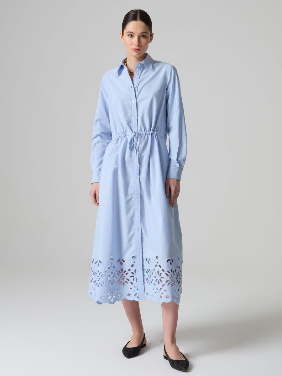 Long shirt dress with broderie anglaise hem_0