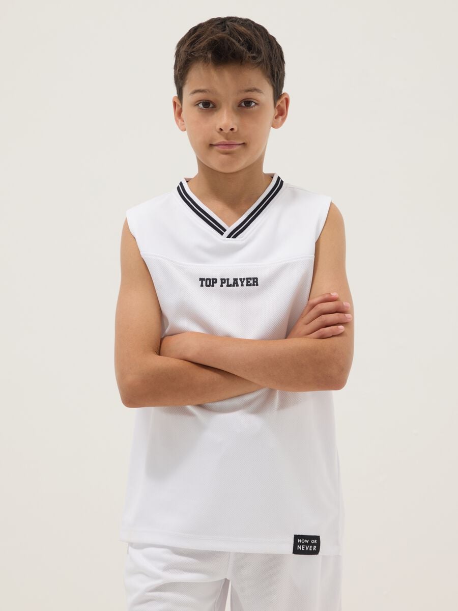 White sports vest with print_0