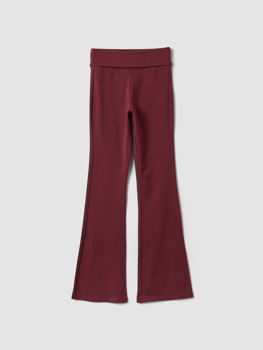 Girls&rsquo; red flared leggings in stretchy organic cotton_0