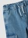 Jeans cargo denim azzurro in misto cotone e viscosa straight fit_2