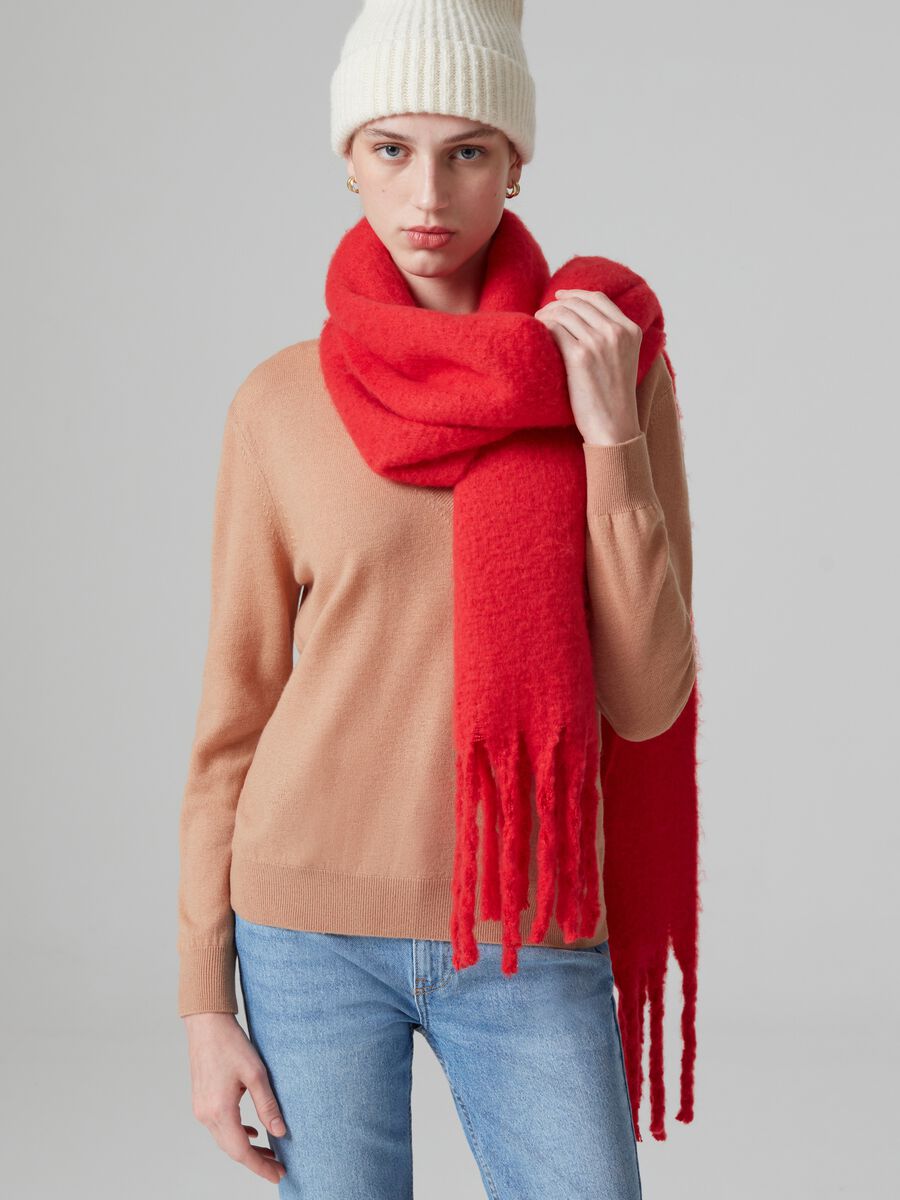 Wool knit top with V neck_0