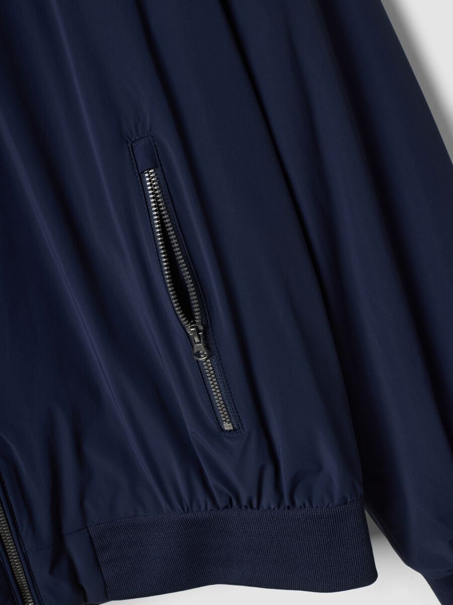 Blue stretch-fabric jacket with zip_1