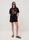 Black short-sleeved pure cotton T-shirt with graphic print_1