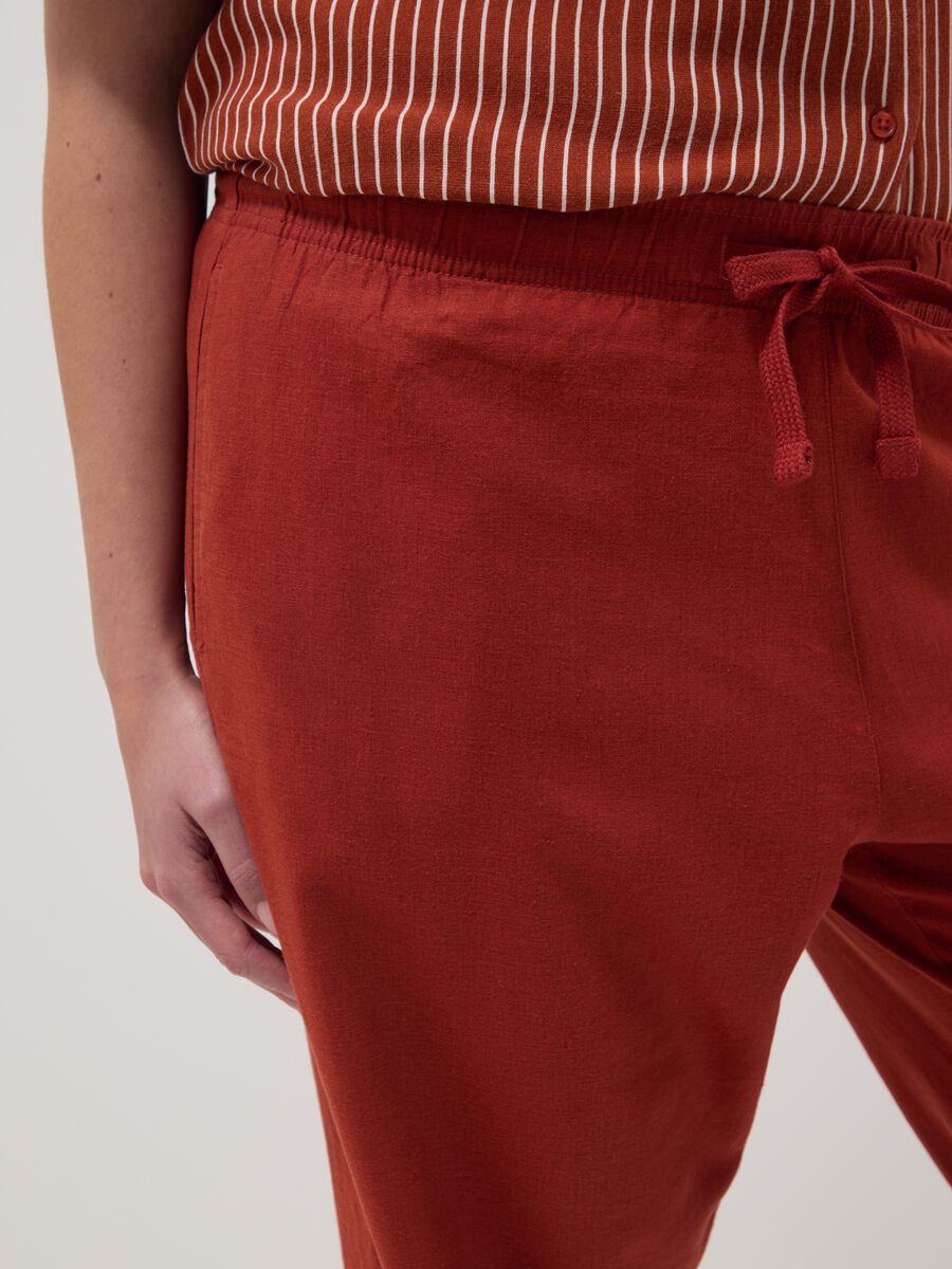 Regular Fit rote Leinen-Mischung Hose_3