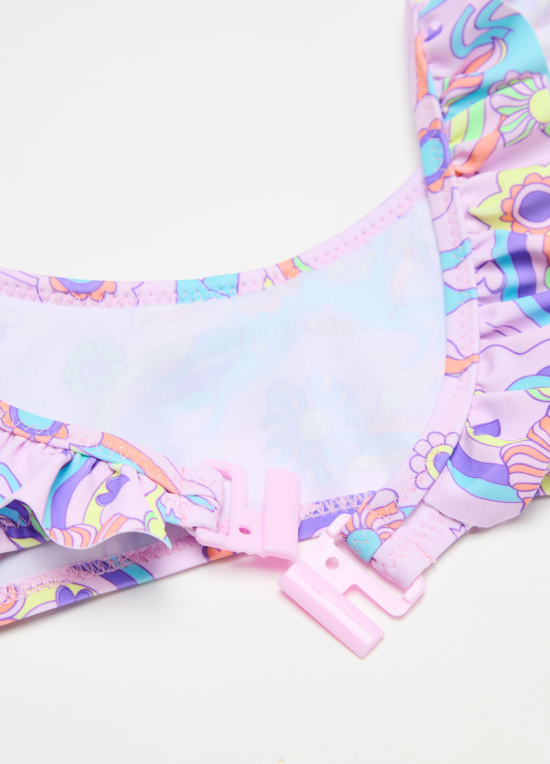 Bikini with unicorn print and frills