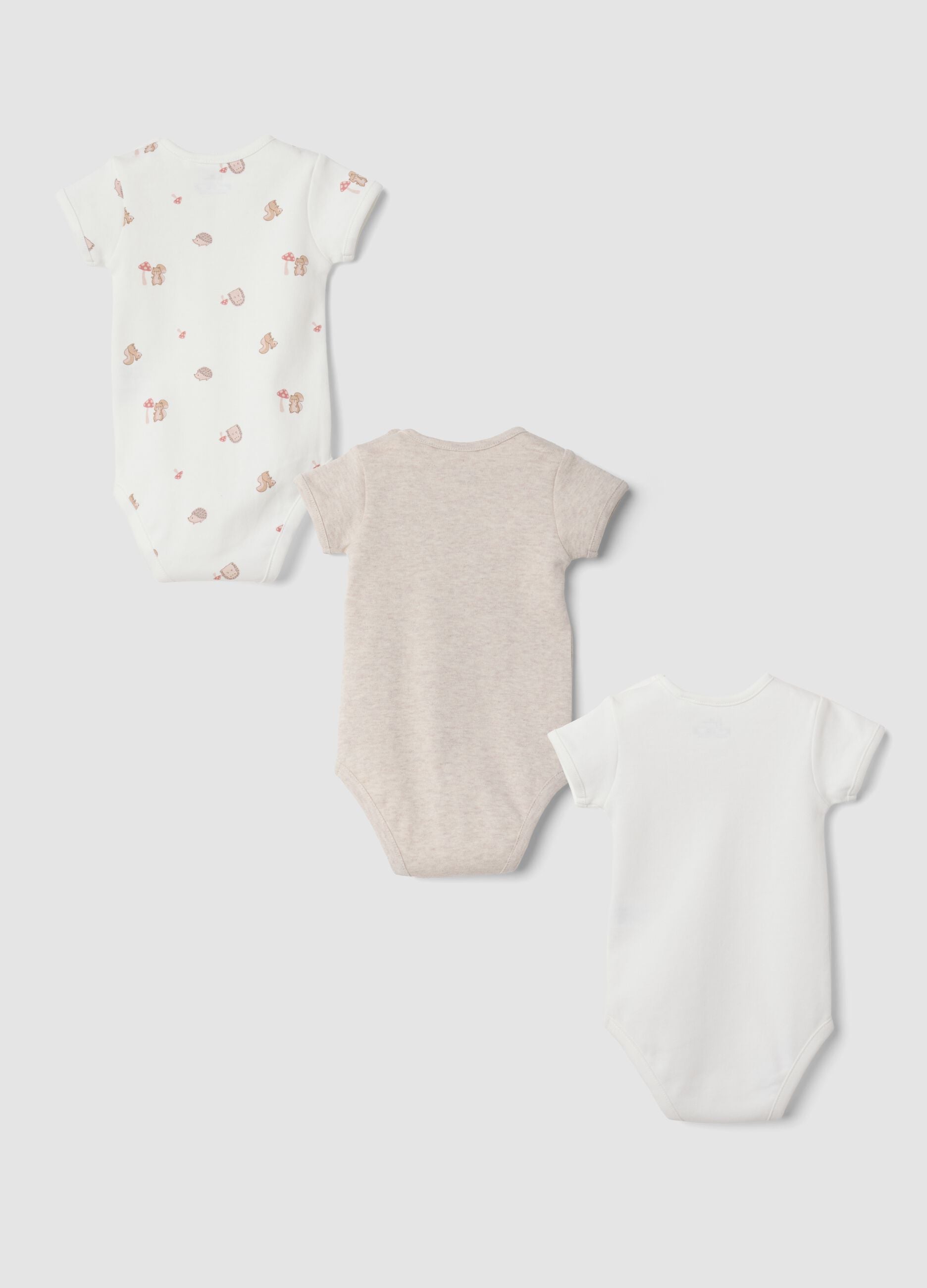 3-pack organic cotton crew-neck bodysuits for baby girl