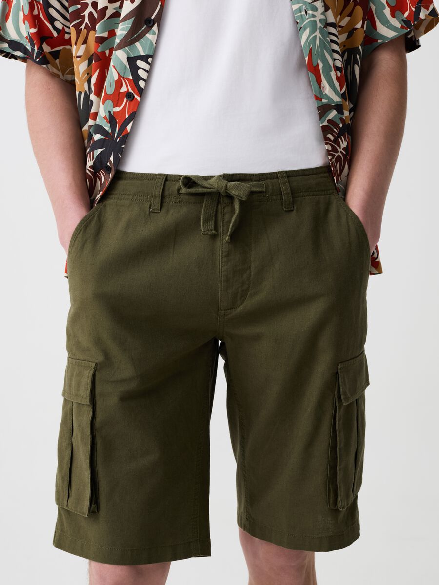 Bermuda joggers in cotton and linen_2