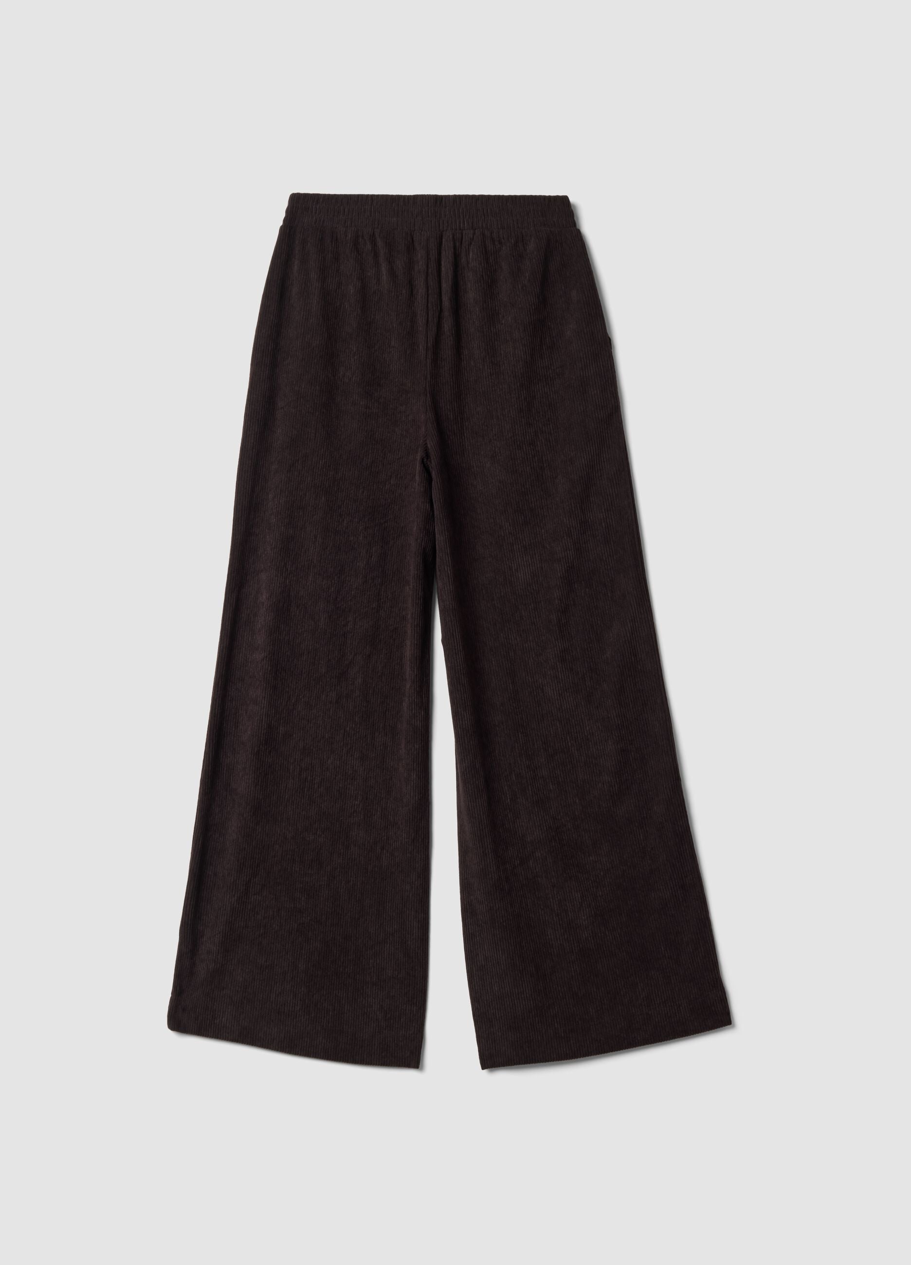Brown wide-leg trousers with elasticated waist