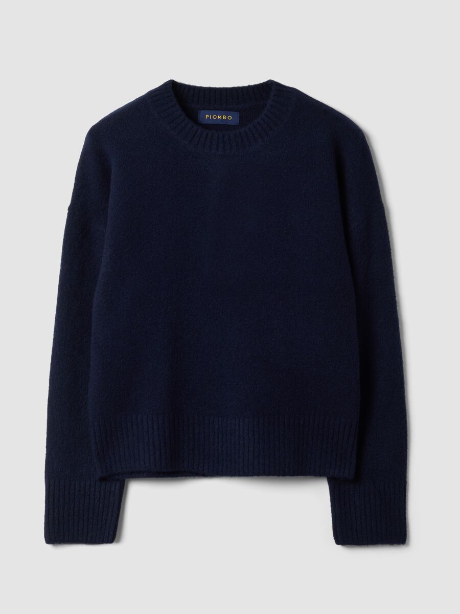 Navy blue stretch wool crew-neck jumper_4