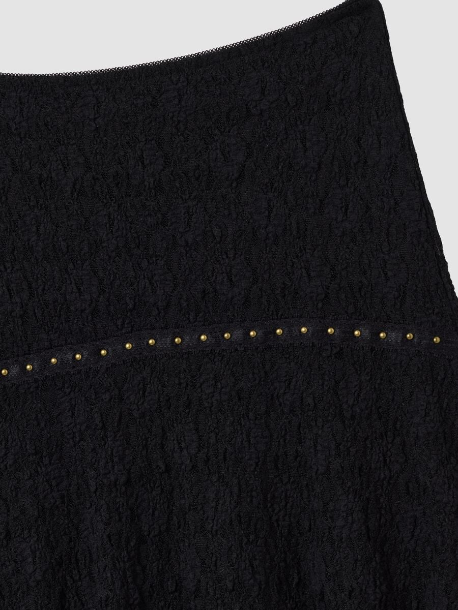 Black stretch skirt with asymmetric lace hem_2